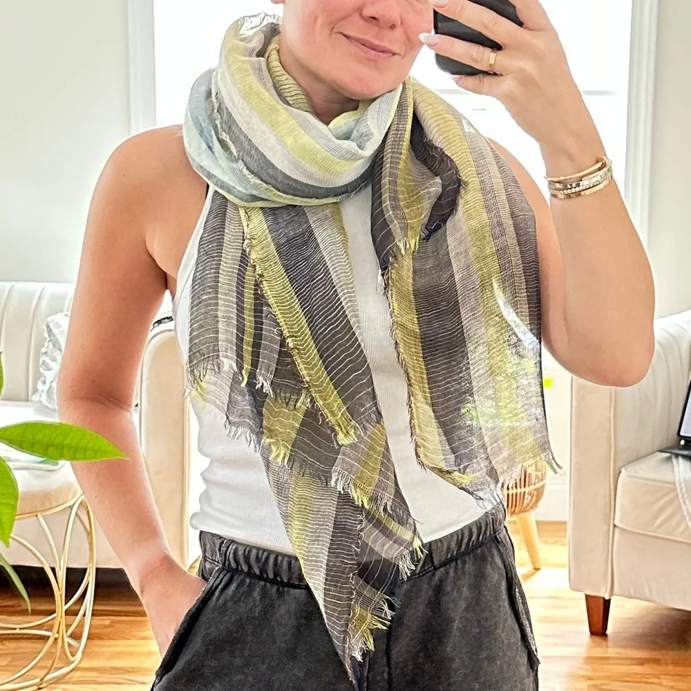 Cotton Gauze Stripe Scarf